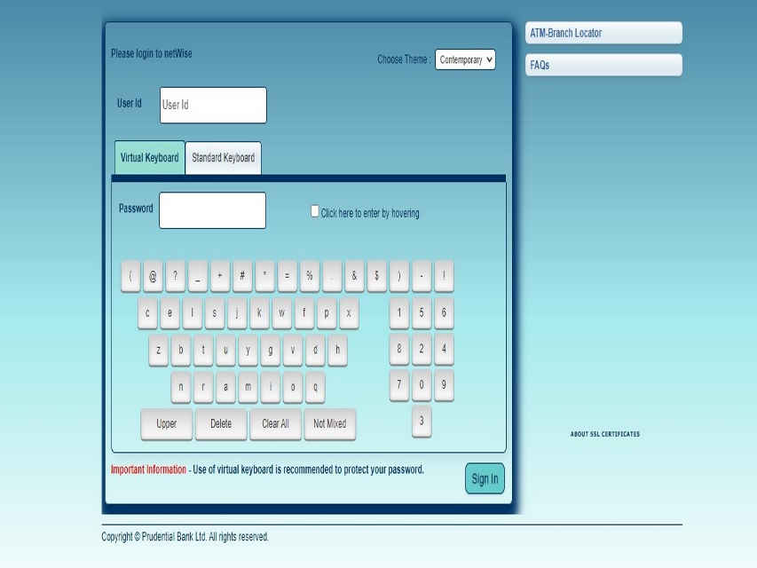 prudential internet banking